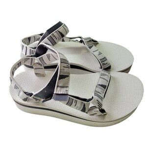 Teva Womens Flatform Universal Sandals Size 9 White & Black Pattern Platform